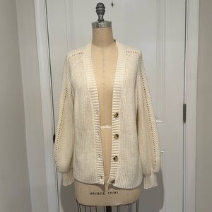 Cream colored knit cardigan